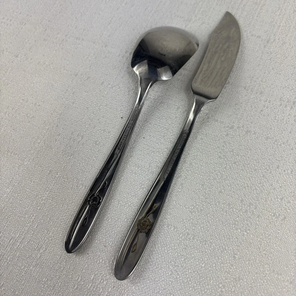 Sears Roebuck Provincial Rose Sugar‎ Spoon & Butter Knife